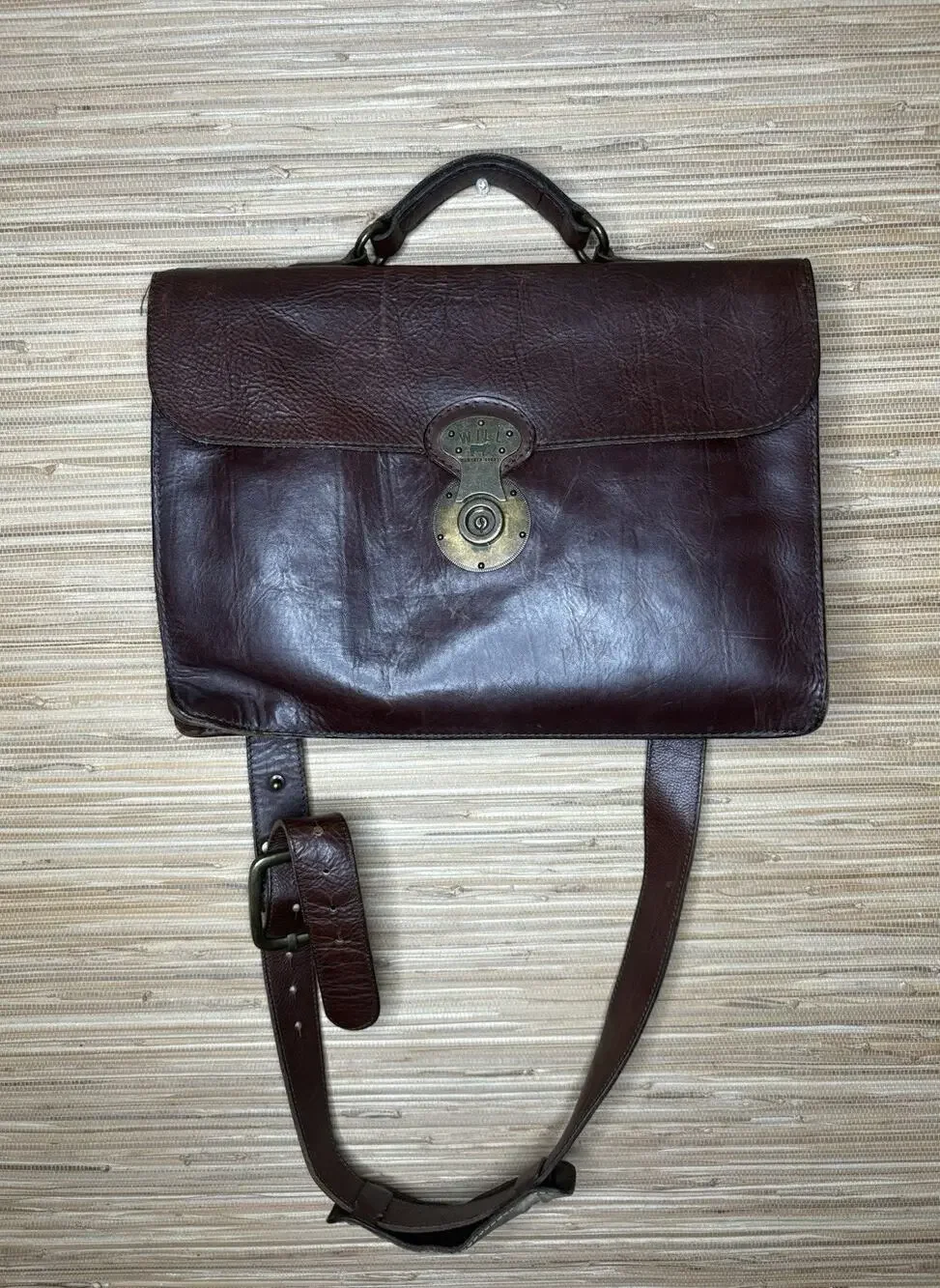 Will Leather Goods Jacques Leather Portfolio Briefcase Burnished Cognac